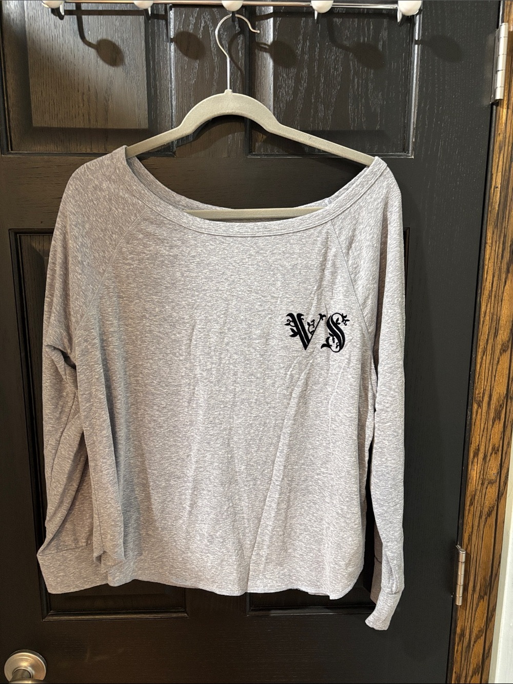 Victoria's Secret Light Gray Off-Shoulder Long Sleeve Top
